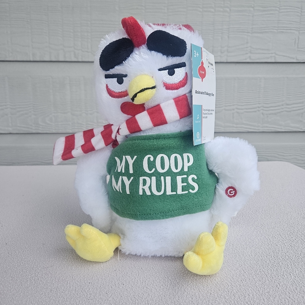 Gemmy Animated Unhappy Hen Chicken Christmas Holiday Dancing My Coop My Rules